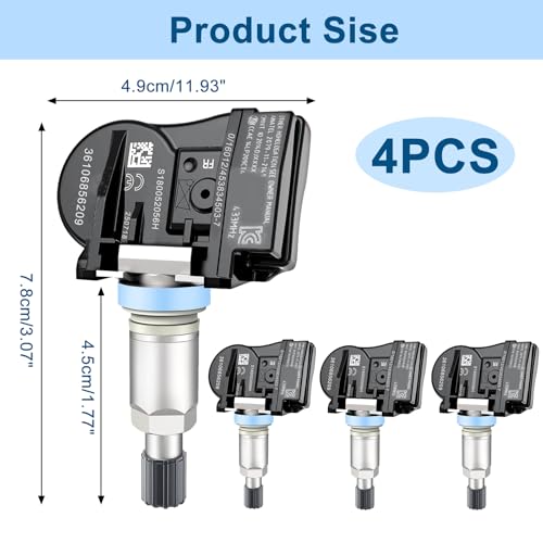 NICEWAT 4 Stück RDKS Reifendrucksensor Kompatibel mit BMW 1er 3er 4er M3 F20 F21 F22 F23 F87 F45 F30 F32 F33 i3 i8 X1 X2 X5 X6, TPMS Reifendruckkontrollsystem 36106856209, TPMS Reifen Sensor