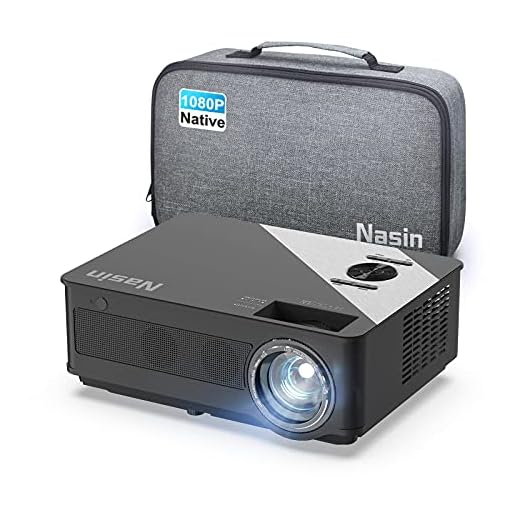Projektor, Nasin Na6000 Native 1080P Full HD-projektor, 6 500 Lumens projektor för utomhusfilmer, hemmabio, kontorspresentation, kompatibel med TV-stick, Roku, bärbar dator, smart telefon, PS4, Xbox