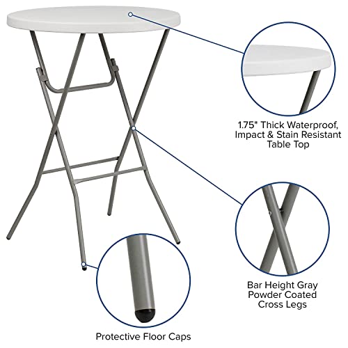Flash Furniture 2.63-Foot Round Granite White Plastic Bar Height Folding Table #TOP3