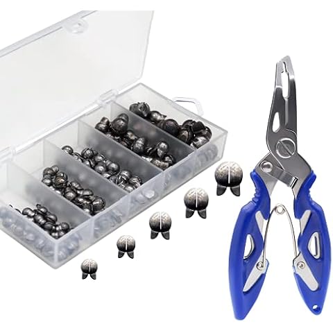 FishingPepo 101pcs Fishing Weights Sinkers Kit, Round Removable Split Shot Sinker Weights, Small Fishing Lead Egg Weights, Fishing Accessories Equipment Gear Stuff Lead Shot Sinkers 5 Sizes Cover
