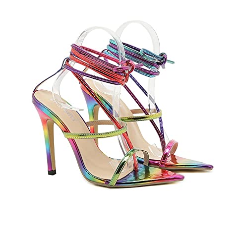 Missheel Lace Up Sandals For Women Heels Sexy Stiletto High Heels Strappy Wrap Heel Sandals Open Toe Heeled Tie Up Sandles Party Dress Colorful Size 6 #TOP10