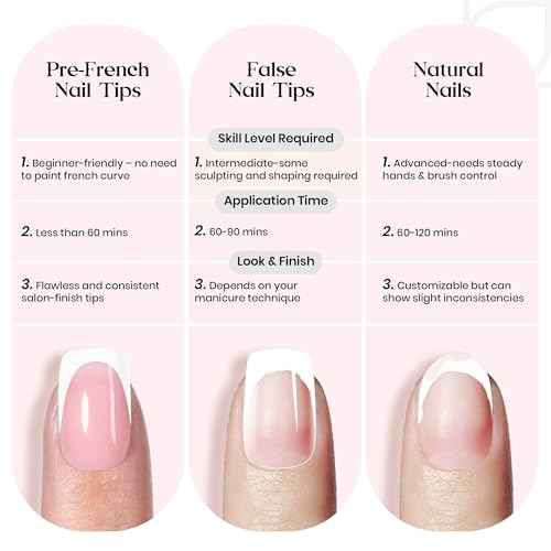 Image of Beetles Summer Press On Nails 224 Pcs 7 Colors, French Tip Nails Short Almond Classic Fake Nail Tips, Rainbow Soft Gel Nails False Nails Art DIY For Women