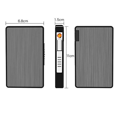LIANXIAO - Caixa de cigarros, caixa de cigarro com isqueiros, USB Lúcio de charuto recarregável, fla