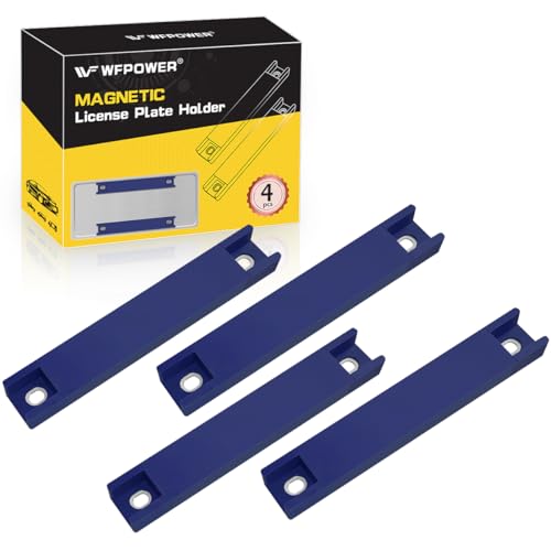 WFPOWER 4 Pack Magnetic License Plate Holder, Dealer Demo Tag Test Drives Rubber Coated Strong Magnetic Protection Magnets BAR Holder for Number Plate Temp Tag Secure No Drill Solution for Car Truck by WFPOWER - Used condition - US$22.30