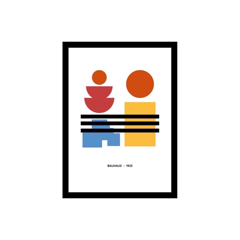 Image of BLINKART Vintage Bauhaus Retro Geometric Aesthetic Poster Gallery | Colorful Wrap Framed For Home Office Studio Living Room Modern Art Studio Decoration Abstract Shapes | (d78) | 13x10 Inch