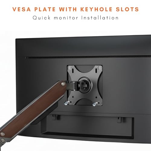 Image of ARTIKEL Monitor Desk Mount Adjustable Spring Assisted Monitor Arm VESA Mount with C Clamp Grommet Mounting Base Computer Monitor Stand (Sleek Spacegray Wood, Dual)