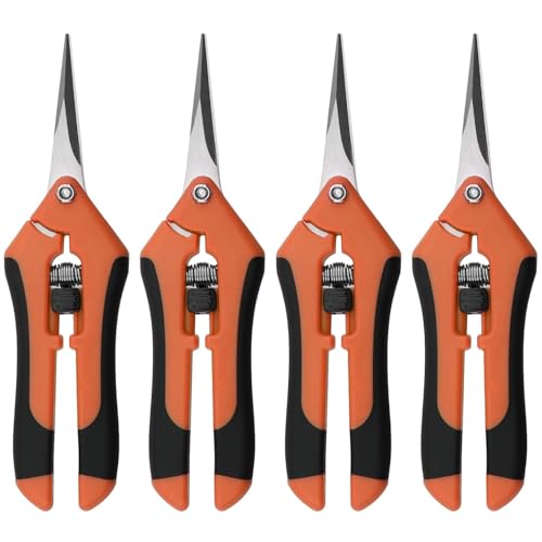 Bhina Lot de 4 Ciseaux de Jardin Chilims Ciseaux de Jardin Ciseaux de Vigne Ergonomiques avec Lame en Acier Inoxydable Sécateur de Jardin à Fleurs pour Branches, Fleurs Fruits Plantes Bonsaïs, 16,5cm