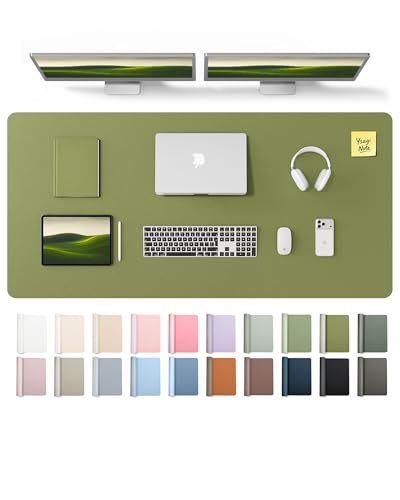 Image of YSAGi Leather Desk Pad Protector, Office Desk Mat, Large Mouse Pad, Non-Slip PU Leather Desk Blotter, Laptop Desk Pad, Waterproof Desk Writing Pad for Office and Home (Green,55 inch x 24 inch)