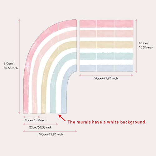 Funlife Fabric Large Rainbow Wall Mural Stickers Peel And Stick, Precut Watercolor Pastel Rainbow Wall Decals For Girls Bedroom, Irregular Rainbow Wall Art Decor For Kids Nursery Room Playroom #TOP1