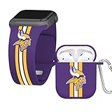 Game Time Minnesota Vikings HD Combo Package Compatible with Apple Watch and AirPods Gen 1&2 (38/40/41mm Long)