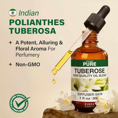 Image of 100% Pure Tuberose Oil - 1 Fl Oz Tuberose Essential Oil for Hair, Skin, Diffuser, Aromatherapy & DIY Soap Making Scent