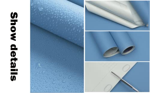 Ismoon 15.7"X118"Blue Contact Paper Matte Blue Wallpaper Peel and Stick Removable Self-Adhesive Wallpaper Vinyl Film Paper Shelf Liner for Decorating Wall Table and Door Cabine by Ismoon - Used condition - Image 2