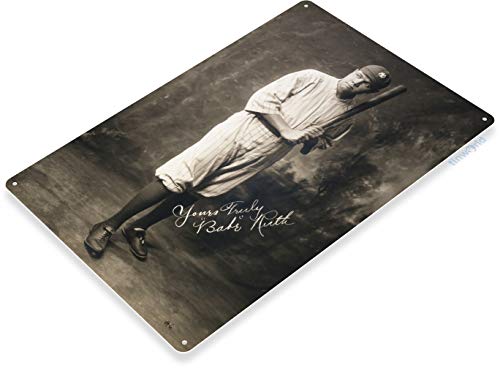Tinworld Tin Sign: Babe Ruth” Yankees Baseball Metal Decor Wall Store Card Shop Bar 12\" x 18\" A227