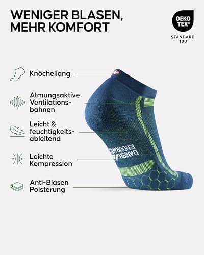 Foto von DANISH ENDURANCE Kurze Laufsocken, 3 & 5 Paar Sommer Sportsocken, Schweißableitend, Unisex, für Damen & Herren, Mehrfarbig (1x Schwarz/Grau, 1x Blau/Gelb 1x Grau/Schwarz), 43-47