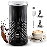 Milk Frother with Diamond Design, 4-in-1 Milk Steamer, 8.4oz/240ml Automatic Hot and Cold Foam Maker and Milk Warmer for Latte, Cappuccinos, Macchiato, Black
