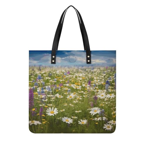 Grand sac d'épicerie à fleurs de prairie pour vos sorties et shopping