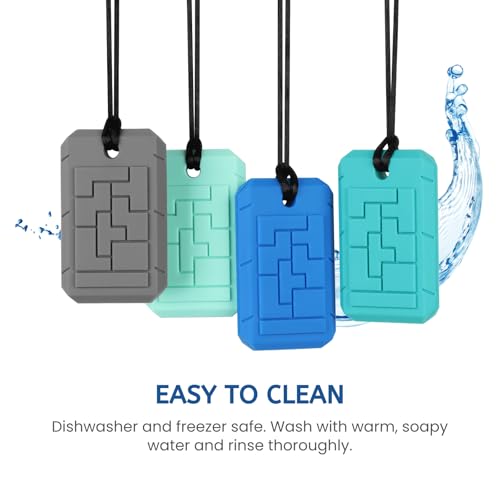 Chew Necklaces for Sensory Kids, Maze Design Chew Necklace, Oral Motor Chewy Teether for Chewers with Autism, ADHD, SPD, or Biting Needs, 4 Packs - Image 8