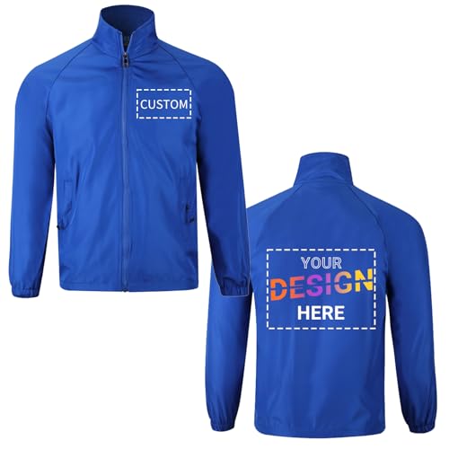 Custom Windbreaker Jacket Long Sleeve Lightweight Outdoor Coat Customize Your Logo Mesh Lined Water Resistant Workwear
