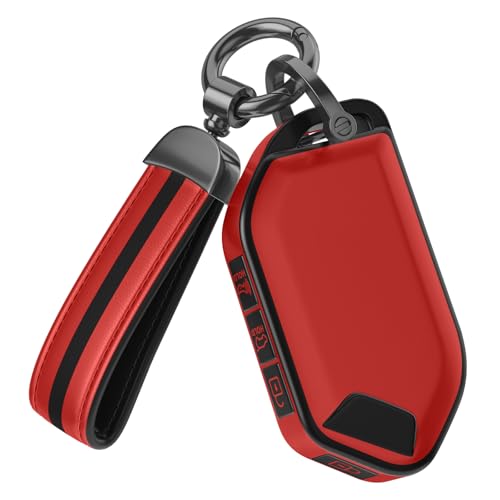 Image of for Kia Key Fob Cover Accessories,Matte TPU Material, with a Cute Leather Keychain,for Telluride,Carnival,K5 gt line,K5,Forte,K4,Sorento, Sportage and Other Models. (Matte Red, Model-1)