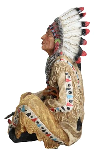 Figura Jefe Indígena Nativo Americano con Pipa de la Paz miniatura 3