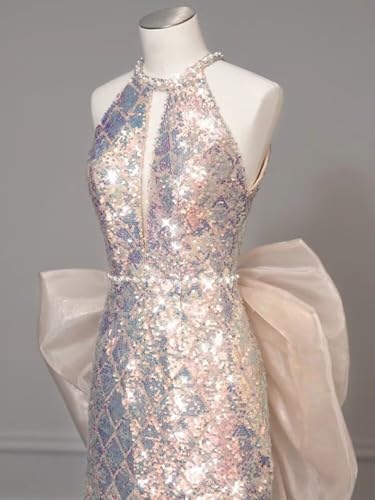 Luxury Sequins Mermaid Prom Dresses for Women 2024 with Detachable Bow Train Evening Gown Formal2