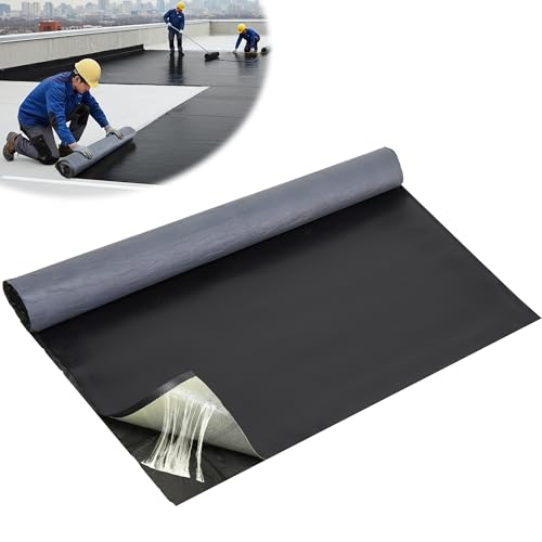 SFNSM 50 Mil EPDM Rubber Roofing Materials, Self-Adhesive Waterproofing Membrane for Roof 39 in x 16 ft, Underlayment Waterproof Membrane Foundation for Flat/Metal Roof, RV, Terrace Building Materials