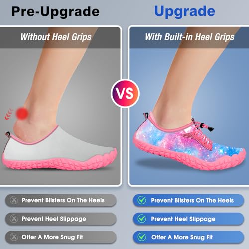 Image of Built-in Heel Grips Water Shoes for Kids Girls Boys Hiking Wide Barefoot Swim Beach Pool Big Kid