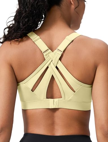 Image of Yvette Women's High Impact Sports Bra for Running | High Support, No Bounce, Large Bust, Pickleball, Gym Workout, Adjustable Straps, Crisscross Back, Wireless, Sewn in Pads