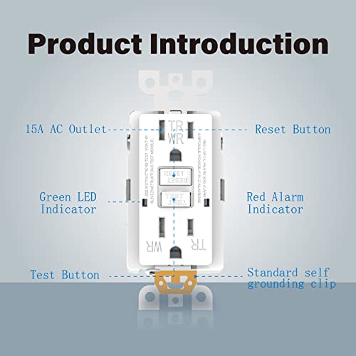 Omeenet 15 Amp Gfci Outlet, Tamper Resistant, Weather Resistant, Self Test Gfi Receptacle, 15A Ground Fault Circuit Interrupter Outlet For Indoor Or Outdoor Use, Ul Listed, White(1 Pack) #TOP2