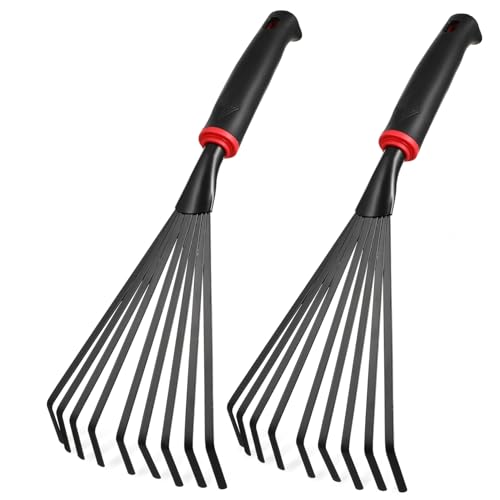 BESPORTBLE Rastrillos De Jardín 2 Unidades Hierro Mango Corto Hojas y Parterres