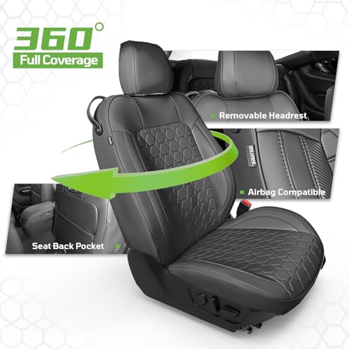 Image of Custom Leather Car Seat Covers for Ford Mustang 2015-2023 Coupe,Black