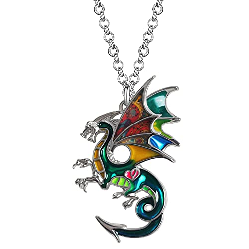 Enamel Alloy Dragon Necklace Fantasy Dinosaur Pendant Fashion Jewelry for Women Charm Gift