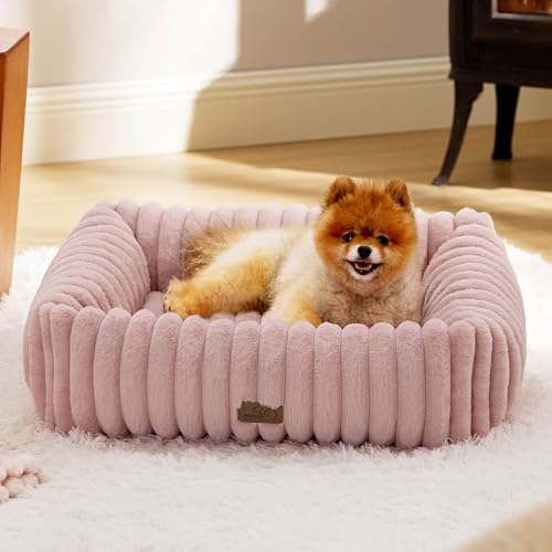 Image of Bedsure ComfyFleece Dog Bed for Small Medium Dogs Washable,25in Blush Pink