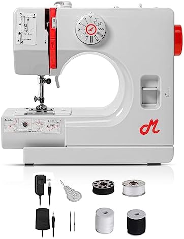 Virtionz Portable Sewing Machine for Beginners with 12 Stitch Applications, Dual Speed, Reverse Stitch, Foot Pedal and Sewing Kit - Small Sewing Machine, Easy to Use Electric Mini Sewing Machine
