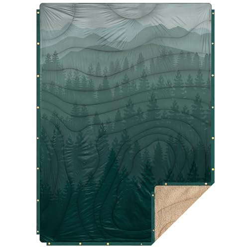 KawaGebo Kamp Large Camping Blanket with Sherpa Lining 78'x 56'
