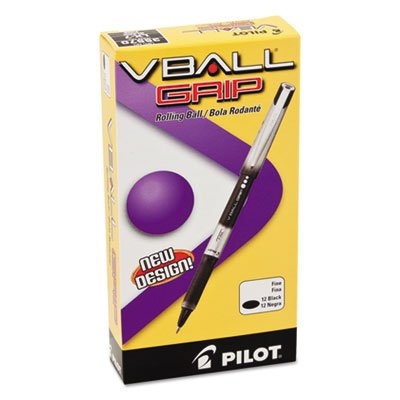 PILOT VBall Grip Rolling Ball Pens, Fine Point 0.7mm, Black Ink, 12-Pack - image 2