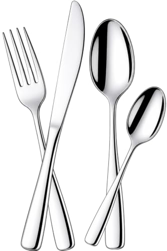 Image of Mirror Polished Silver 12 Pcs Stainless Steel Cutlery Set for Dining Table, Dishwasher Safe Glossy Flatware (3 Spoon Set + 3 Forks Set + 3 Butter Knife + 3 Dessert Spoon)