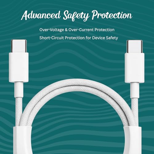 Image of Umake USB-C to C Cable 60W PD Fast Charging, 1 Meter High-Speed Data Sync Cord, Durable Braided Build, Compatible with Redmi Note 13 Pro+, Poco X6 Pro, Mi 11X, OPPO Reno Series (bis certified)