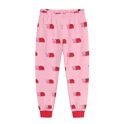 EULLA Kinder Mädchen Schlafanzüge Winter Pyjama Set Marienkäfer Langarm Baumwolle Zweiteilig Nachtwäsche 2 Jahre alt 5# Rosa Marienkäfer DE 92