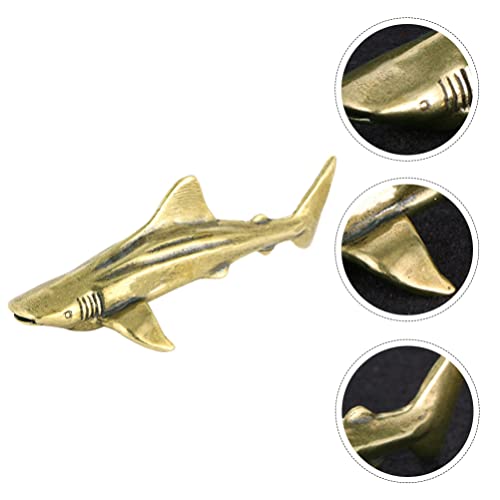 Garneck Tubarão De Latão Escultura Estátuas De Animais De Mesa Estatueta De Tubarão De Cobre Decoraç