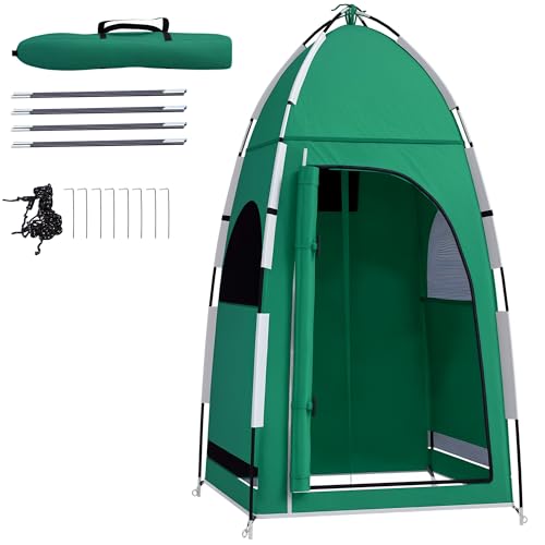 Outsunny Tienda de Campaña Ligero Tienda de Ducha Portátil con Bolsa de Viaje Gancho UPF30+ para Camping Senderismo Cambiador Vestuario 122x122x213 cm Verde