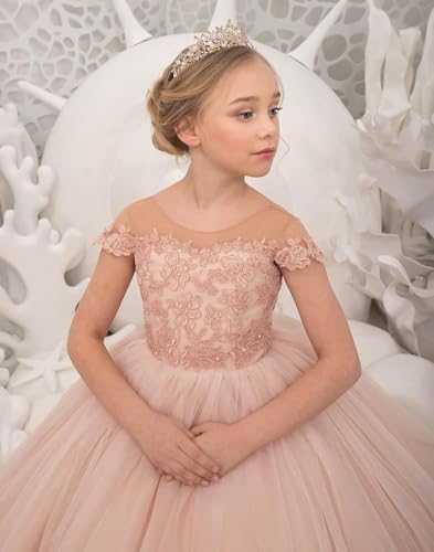 Tulle Flower Girl Dress Wedding Lace Appliques Pageant Dresses Formal Long Party Ball Gown4