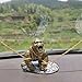 FOWSEEK Gold Gorilla Car Accessories Dashboard Decorations with Non-Slip Mat & Gold Chain