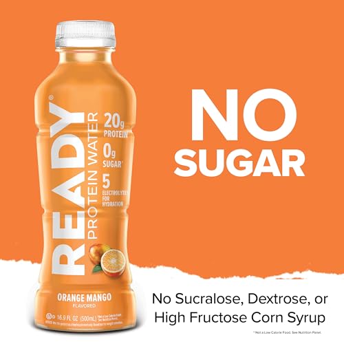 Image of Ready Cleat Protein Water, Orange Mango, 20g Whey Protein Isolate, 12 Pack | 0 sugar, Low-calorie sports drink with electrolytes & essential amino acids for hydration & recovery; 16.9 fl oz
