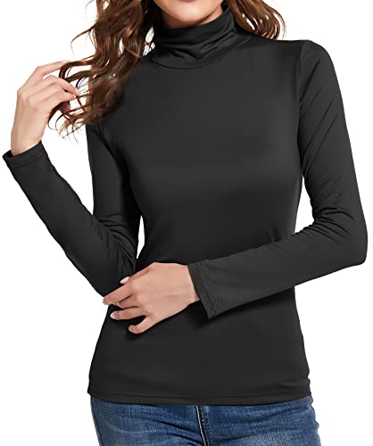NVWAN Women's Turtleneck Tops Long Sleeve Lightweight Slim Active Base Layer Shirts Black X-Large - Image 3