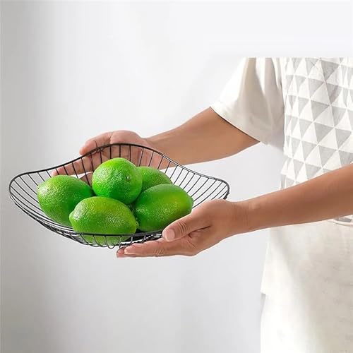Cesta de fruta encimera de metal, soporte rectangular grande para aperitivos 5