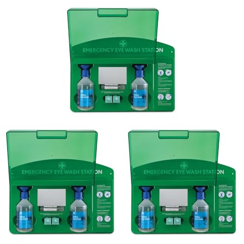 Image of Reliance Medical Eye Wash Station - Complete Emergency Solution with Illumination, Includes Eye Bandage, Saline Eye Wash 500 ml, Saline Eye Wash Pods (Pack of 3)