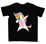 Ajuste regular Taponando Unicornio Camisa Cadera Salto Salto Actitud Chicos Chicas Unisexo Negro Camiseta Unisex T-Shirt Kids