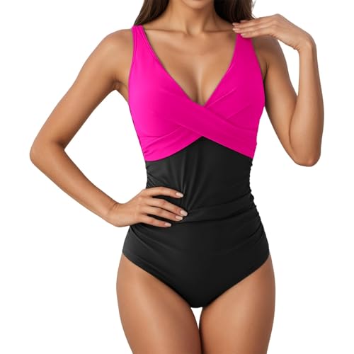 Traje de baño elástico de mujer con colores contrastados elegantes