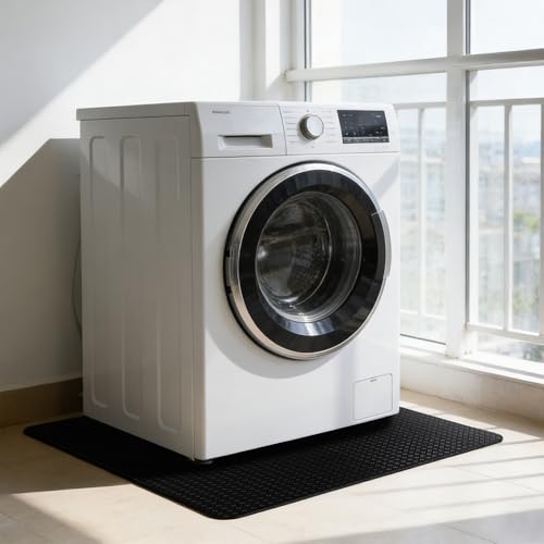 Beidseitig Rutschfest Antivibrationsmatte Waschmaschine, SGZIOO 60 X 60 CM Rutschfeste Gummimatte, Leichtgewichtig Wasserdicht Bodenmatte Kühlschrank für Trockner und Waschmaschine, Schwarz